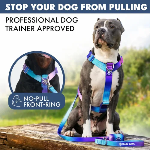 Miniatura 3 de Spark Paws Arnés para perro sin tirones con asa para perros grandes, arnés resistente para razas grandes y fuertes, ajustable, diseño halter