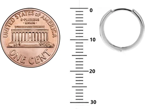 Miniatura 3 de Ritastephens Pendientes de plata de ley Huggy Huggies brillantes 0.079x0.551 in, Plata de ley