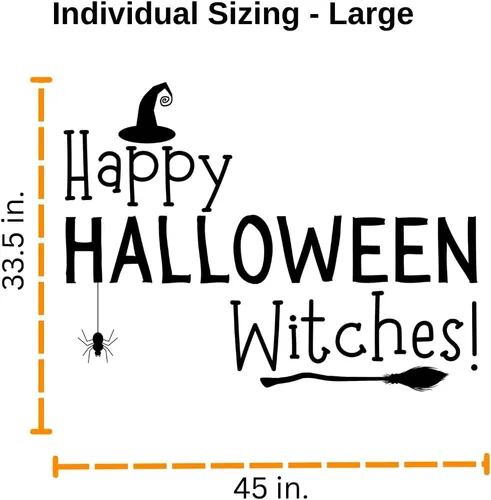 Miniatura 3 de Calcomanía de Halloween para pared o puerta – Brujas de Feliz Halloween Hecho en Estados Unidos Vinilo extraíble para despegar y pegar