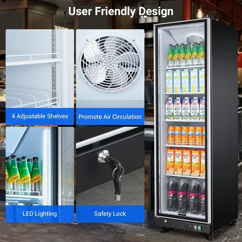 Miniatura 7 de Refrigerador comercial BODEGACOOLER para bebidas con puerta de vidrio, refrigerador comercial para bebidas de 12.5 pies cúbicos, refrigerador