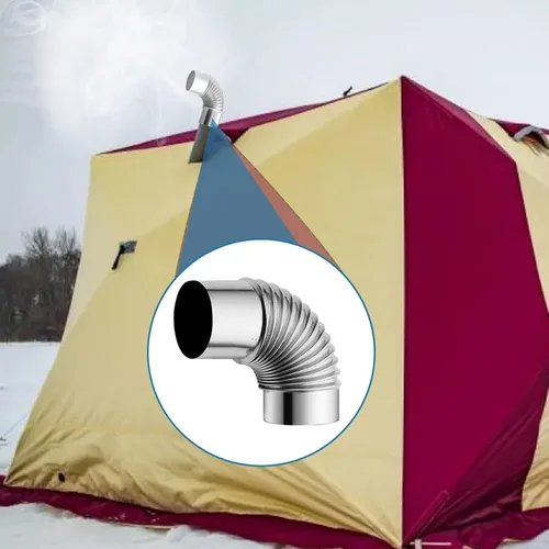 Miniatura 4 de Eagles Codo de tubo de estufa, 90 grados, codo de horno de 2 piezas, chimenea de acero inoxidable para acampar al aire libre, estufa de leña, tubo
