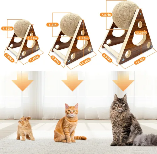Miniatura 2 de Juguete rascador para gatos, cuerda de sisal natural para gatos, juguete rascador con pelota para gatos, gatitos, perros y cachorros, juguete