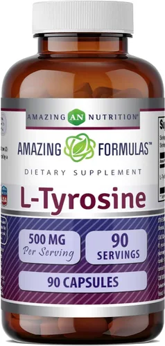 Miniatura 5 de Amazing Formulas - Cápsulas de L-tirosina de 500 mg Suplemento de aminoácidos Sin OMG Sin gluten Fabricado en Estados Unidos (paquete de 2)