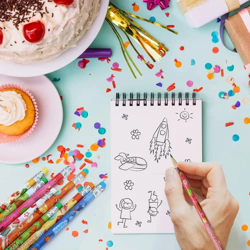 Miniatura 3 de Kesote Lápices de cumpleaños para estudiantes, lápices de feliz cumpleaños para niños con borradores, suministros de fiesta de cumpleaños, bolsas