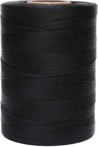 Hilo encerado, 779,6 m 150D 0,8 mm hilo plano de poliéster encerado para costura a mano, manualidades, reparación de calzado, encuadernación de Negro