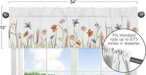 Miniatura 5 de Sweet Jojo Designs Cenefa de ventana de jardín floral bohemio para niña de flores, tratamiento de cortina para habitación de bebé, habitación