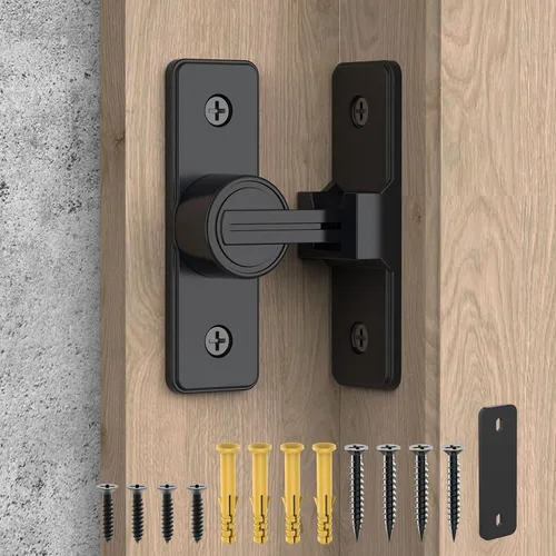 Cerradura de puerta de granero abatible de 90 grados, cerraduras de puerta corredera de alta resistencia para jardín, baño, garaje, puertas