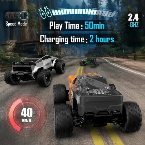 Miniatura 8 de Kolegend 2-en-1 RC Cyber Monster Truck y coche de derrape para adultos, escala 1/18, 4WD, 40KM/H, todo terreno, coche RC rápido con radio de 2.4Ghz