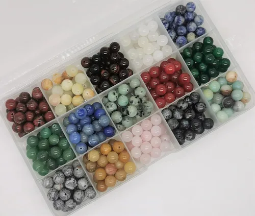 Miniatura 6 de 375 cuentas de piedra curativa de cristales de engrado, cuentas sueltas de agujero de 0.039 pulgadas (0.039 in), cuentas lisas para bricolaje