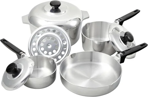 IMUSA USA - Juego de utensilios de cocina Cajun de aluminio fundido de 8 piezas, color plateado