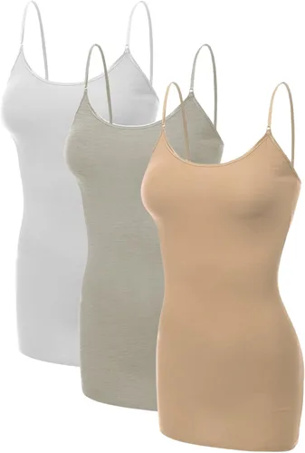 Miniatura 243 de Emmalise Camisola larga casual básica para mujer, con tirantes ajustables, top en capas