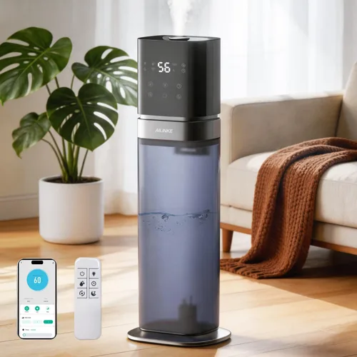 Humidificador inteligente para habitación grande, humidificadores de 2.1 galón/8 litros para dormitorio con tubo extendido y luz nocturna, Azul