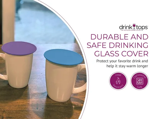 Miniatura 3 de Drink Tops Tap and Seal Fundas de café y té, succiona suavemente las tazas para mantener las bebidas más calientes durante más tiempo y reducir