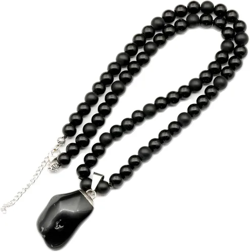Miniatura 87 de Colgante de turmalina cruda natural, Collar de cuentas de ónix negro genuino, Collar de piedra negra, Collar de piedras preciosas, Cuentas de 0.315