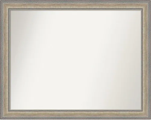 Miniatura 386 de Amanti Art Espejo de baño plateado para sobre fregadero, 28 x 47 pulgadas, espejo rectangular de plata imperial, marco de madera tradicional de gran