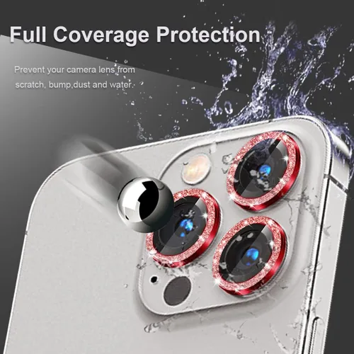 Miniatura 2 de [3+1] Compatible con iPhone 15 Pro y iPhone 15 Pro Max, protector de lente de cámara de vidrio templado 9H, anillo individual de metal, cobertura