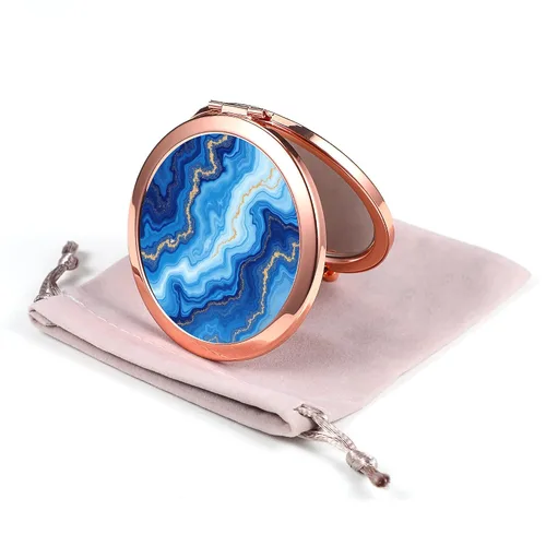Miniatura 10 de Espejo Compacto Oro Rosa Espejo de Maquillaje Mini Espejo de Bolsillo Plegable Espejo de Mano Portátil de Doble Cara 2x 1x Aumento para Mujeres