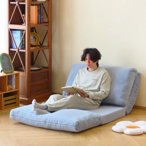 Miniatura 3 de N&V Sofá cama plegable tipo bolsa de frijoles, sofá cama plegable con relleno de espuma, incluye funda extraíble y lavable a máquina, suave forro