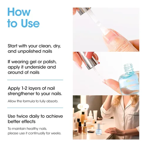 Miniatura 8 de GELLEN Fortalecedor de uñas con aroma a océano, suero de crecimiento de reparación de uñas Pro Care 8 en 1 para uñas finas y dañadas, acabado claro