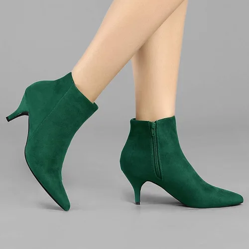 Miniatura 2 de Allegra K Botines de tacón de aguja con cremallera y punta puntiaguda para mujer