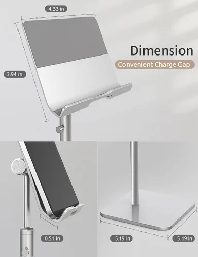 Miniatura 3 de ODOSOLA Soporte para tablet con ángulo de altura ajustable, soporte para iPad de escritorio a nivel de ojos, soporte para tablet para oficina
