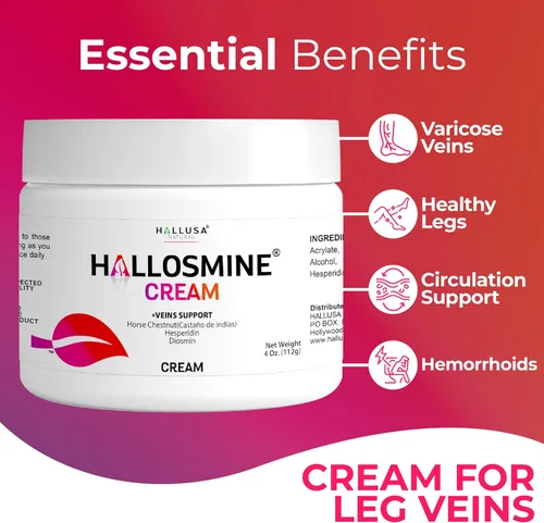 Miniatura 4 de Hallusa Natural Hallosmine Crema para piernas con diosmina, hesperidina y castaño de indias Crema refrescante para el cuidado de la piel