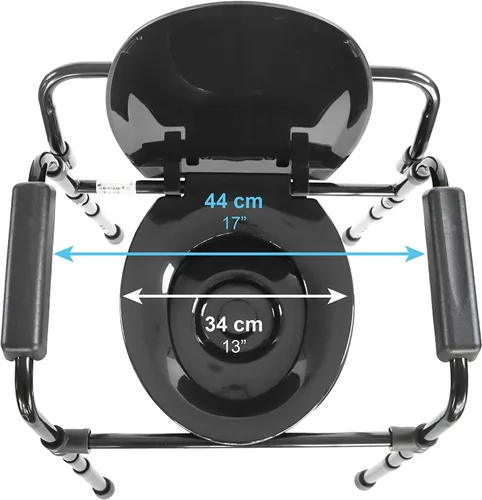 Miniatura 4 de PEPE Mobility Cómoda 3 en 1 con estructura resistente de soporte de doble barra transversal, silla estable con cubo, capacidad de peso de 300 Negro