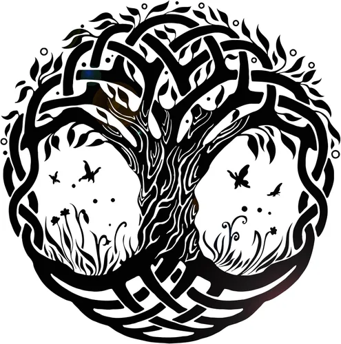 Vinilo adhesivo de pared con símbolo celta, árbol de la vida, mariposas de la naturaleza, decoración grande (1349ig) negro