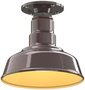 Miniatura 47 de Steel Lighting Co. Inglewood - Lámpara de granero Lámpara montada en el techo Cúpula redonda de 8 pulgadas vástago inclinado de 12 pulgadas