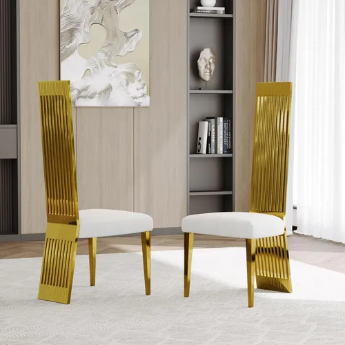 Miniatura 14 de Boucle - Juego de 8 sillas de comedor negras, modernas sillas de comedor tapizadas con respaldo alto con marco de acero inoxidable resistente