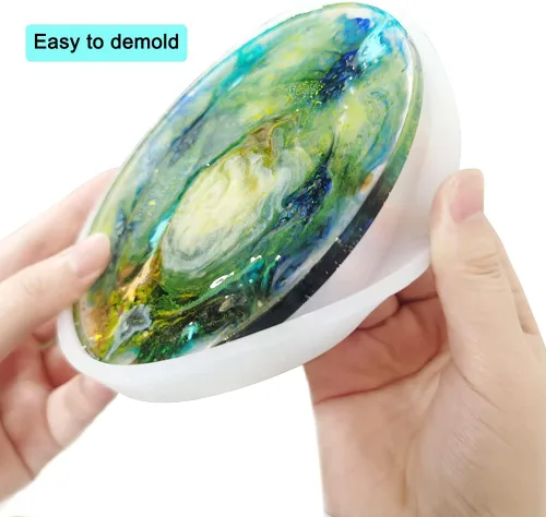 Miniatura 4 de findTop 3 moldes de silicona con 2 pinzas, incluye molde redondo, rectangular y en forma de corazón para posavasos decorativos de bricolaje