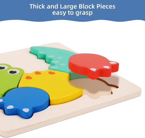 Miniatura 4 de QZMTOY Rompecabezas para niños pequeños, paquete de 10 rompecabezas de madera para niños pequeños, rompecabezas Montessori para niños de 1-3, 2-4