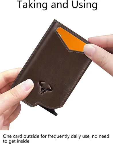 Miniatura 5 de Billetera delgada para hombre, cartera grande de aluminio con clip para dinero, 8 tarjetas, bloqueo RFID