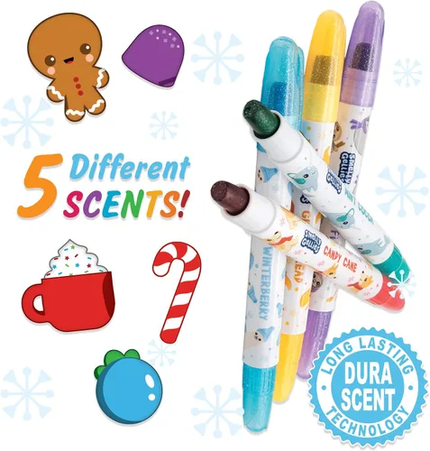 Miniatura 2 de Holiday Smelly Gellies – Palitos de colores en gel con purpurina patentada, crayones y resaltadores – 5 unidades – Regalos para niños, relleno