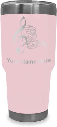 Miniatura 17 de LaserGram Vaso aislado al vacío de 20 onzas, notas musicales, grabado personalizado incluido (negro)