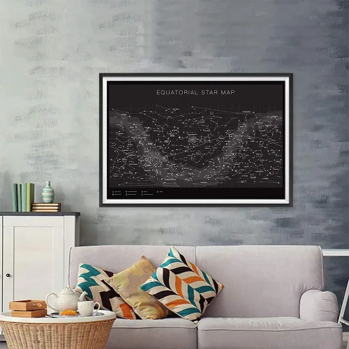 Miniatura 7 de Higly - Póster detallado de mapa de estrellas ecuatoriales – Constelaciones con nombres de estrellas – Impresión artística de pared para la escuela
