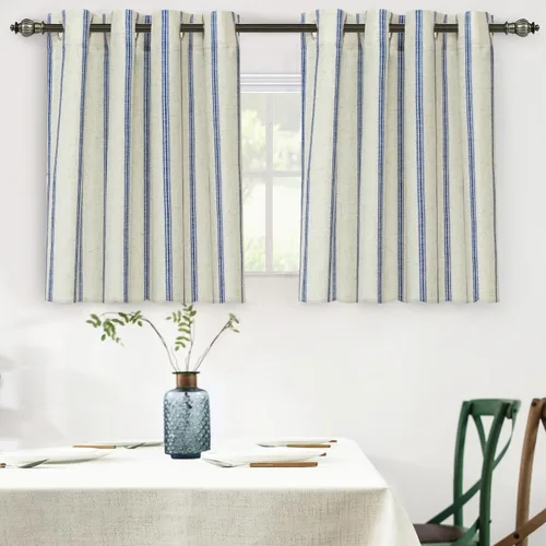 Miniatura 68 de DriftAway - Cortinas de Lino Mezcla de Granja 100% Opacas de 84 Pulgadas de Largo para Dormitorio, Cortinas Verticales Rayadas Impresas de Lino
