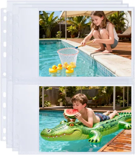 Paquete de 60 páginas de repuesto para álbumes de fotos de 5 x 7 pulgadas para carpeta de 3 anillos, fundas de fotos ultra transparentes con