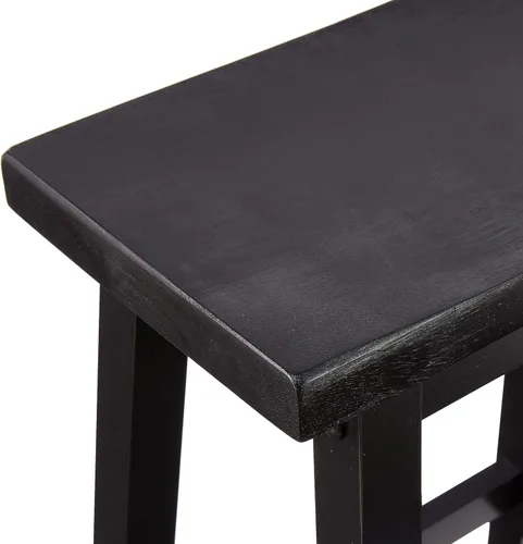 Miniatura 4 de Amazon Basics Taburetes de bar de madera maciza para isla de cocina con reposapiés, 24 pulgadas de altura, negro, juego de 2