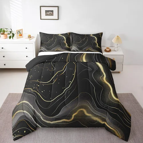 Miniatura 10 de Erosebridal Juego de edredón a rayas azules, juego de ropa de cama tamaño King, juego de ropa de cama moderno minimalista y colecciones con temática