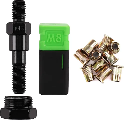Juego de herramientas de remache M8 y 10 tuercas de remache, pieza de repuesto para remaches, juego de accesorios de herramientas Nutsert compatible