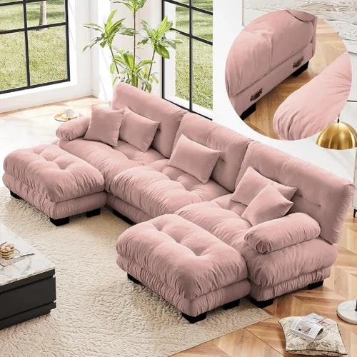 Miniatura 13 de KEIKI Sofá modular de 94 pulgadas con 4 almohadas, cómodo juego de sofá biplaza Cloud para sofá de asiento profundo suave y profundo, sofá biplaza