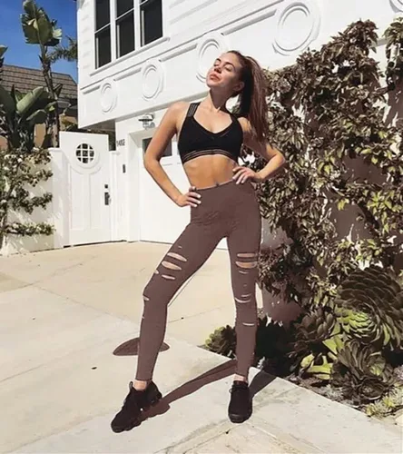 Miniatura 3 de Leggings rasgados de guerrero para mujer, pantalones de yoga de cintura alta con control de abdomen, pantalones deportivos de entrenamiento