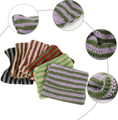 Miniatura 5 de Gorro de gato, gorro de oreja de gato, gorro holgado para mujer, gótico hecho a mano con ganchillo y 3 pinzas de pelo de estrella