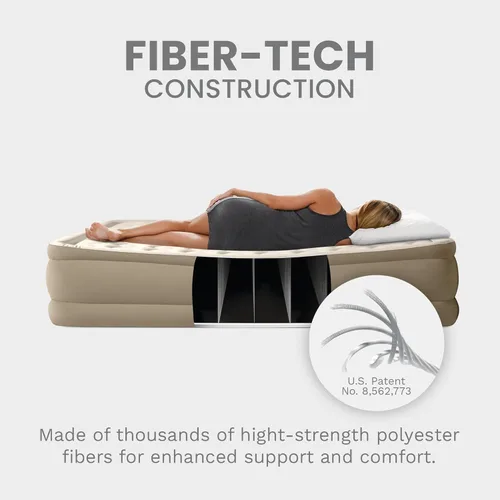 Miniatura 6 de Intex Dura-Beam - Colchón de aire de lujo ultra afelpado: Fiber-Tech, bomba eléctrica incorporada, altura de cama de 18 pulgadas, capacidad