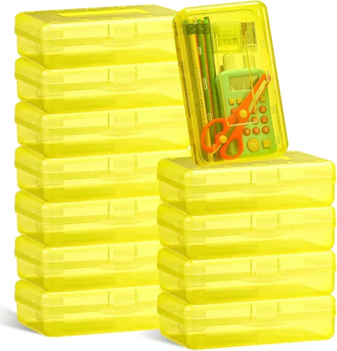 Miniatura 7 de Leelosp Paquete de 12 Cajas de Lápices Transparentes para Escuela a Granel Estuche de Lápices de Plástico con Tapa Caja de Almacenamiento