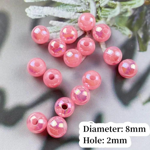 Miniatura 3 de 300 cuentas de perlas para manualidades de 0.315 pulgadas (0.315 in), cuentas redondas sueltas de perlas para collares, pulseras, aretes, Rosa Claro
