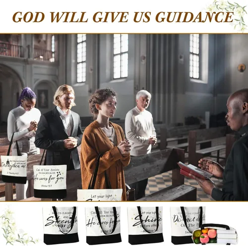 Miniatura 7 de 20 bolsas de lona reutilizables para regalo cristiano de la Biblia para mujeres, bolsa de lona reutilizable para regalo de San Valentín (clásico)