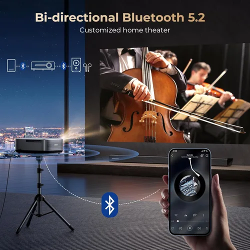 Miniatura 9 de [1200 ANSI y audio de DBX-TV] Proyector Alvar con WiFi 6 y Bluetooth, altavoces de 30 W, certificado NetfIix y proyector de audio DoIby