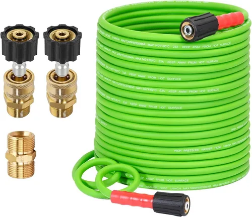 Miniatura 12 de YAMATIC Manguera de lavado a presión de 3600PSI para lavadora eléctrica de 25 pies x 1/4 pulgadas, resistente a las torceduras, manguera de repuesto
